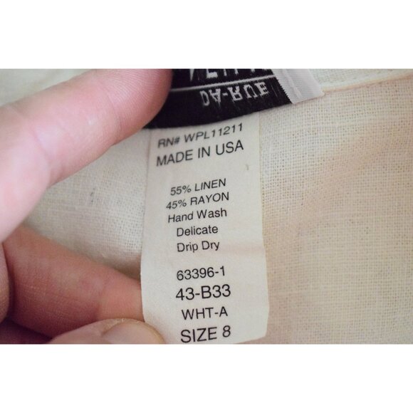 Vintage‎ 80s Linen-Rayon Front Tie Blouse size 8 - Picture 8 of 9